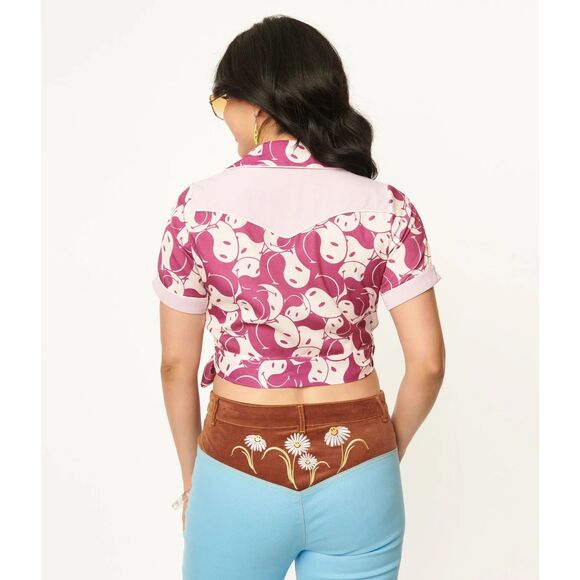 Unique Vintage x Smiley - wrap crop top - Picture 2 of 5